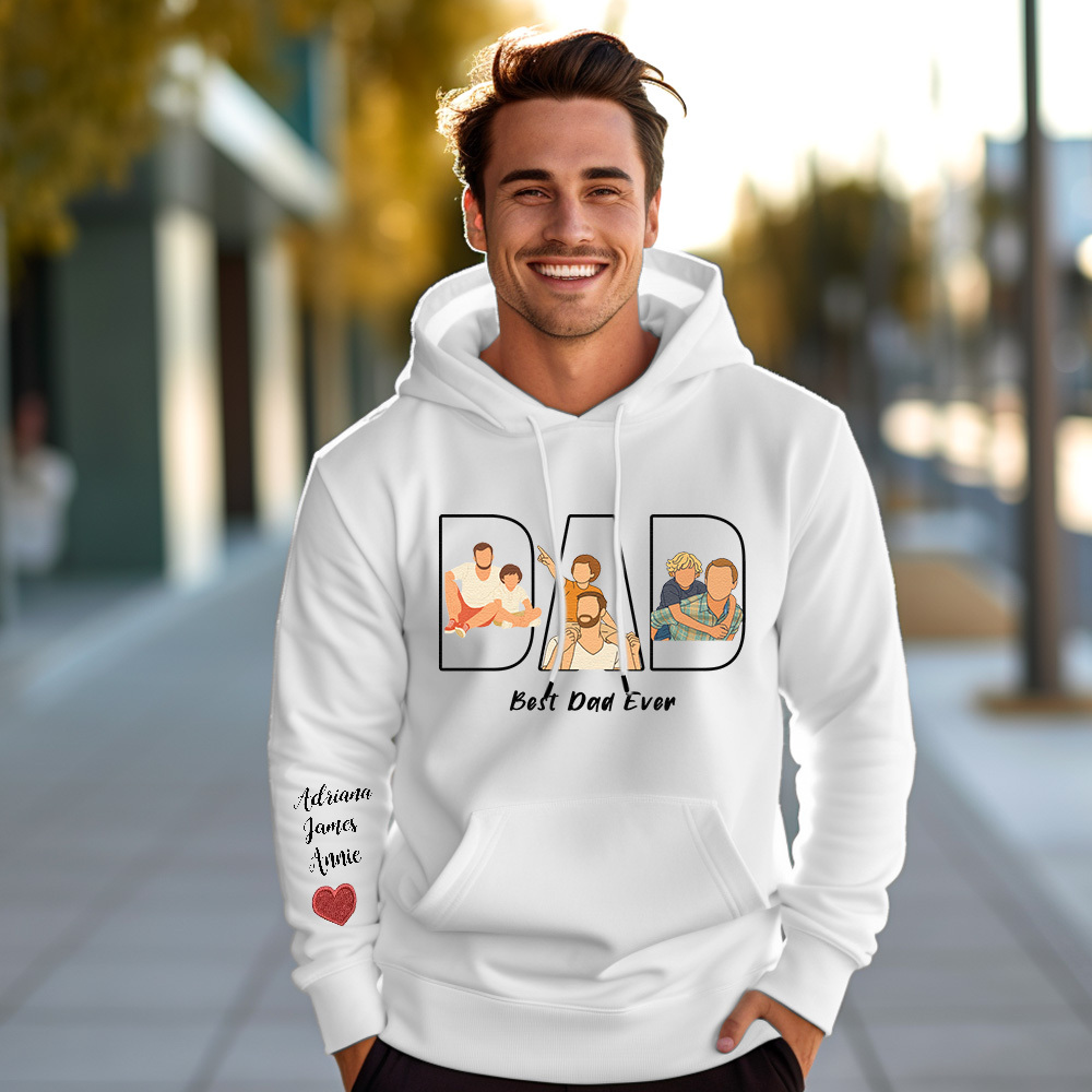 Custom Photo Portrait Embroidery Sweatshirt/Hoodie | Portrait From Photo | Memorial Shirt for Dad Mom - 