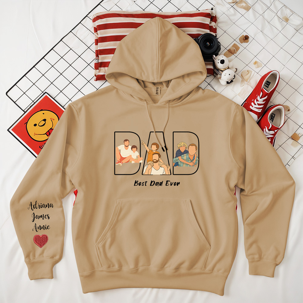 Custom Photo Portrait Embroidery Sweatshirt/Hoodie | Portrait From Photo | Memorial Shirt for Dad Mom - 