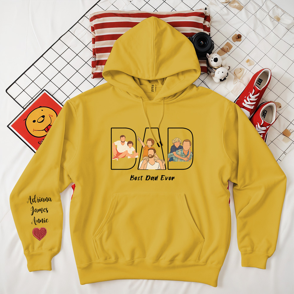 Custom Photo Portrait Embroidery Sweatshirt/Hoodie | Portrait From Photo | Memorial Shirt for Dad Mom - 