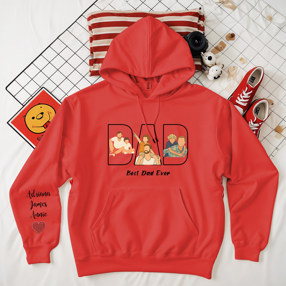 Custom Photo Portrait Embroidery Sweatshirt/Hoodie | Portrait From Photo | Memorial Shirt for Dad Mom - 