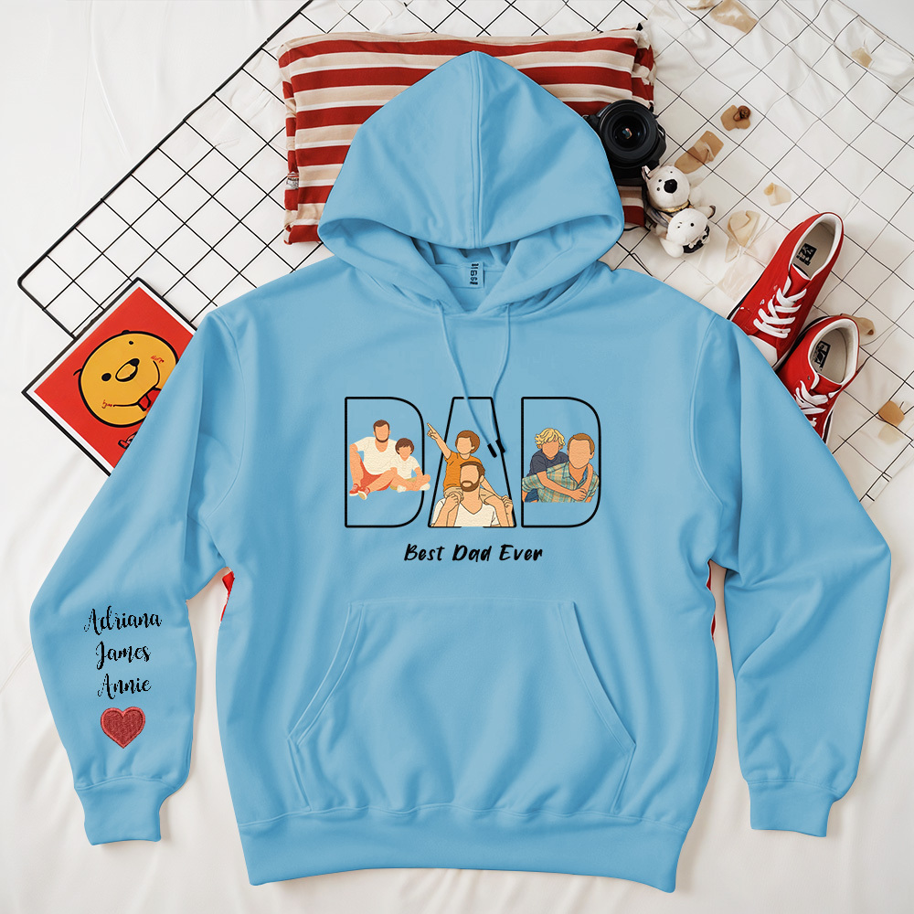 Custom Photo Portrait Embroidery Sweatshirt/Hoodie | Portrait From Photo | Memorial Shirt for Dad Mom - 