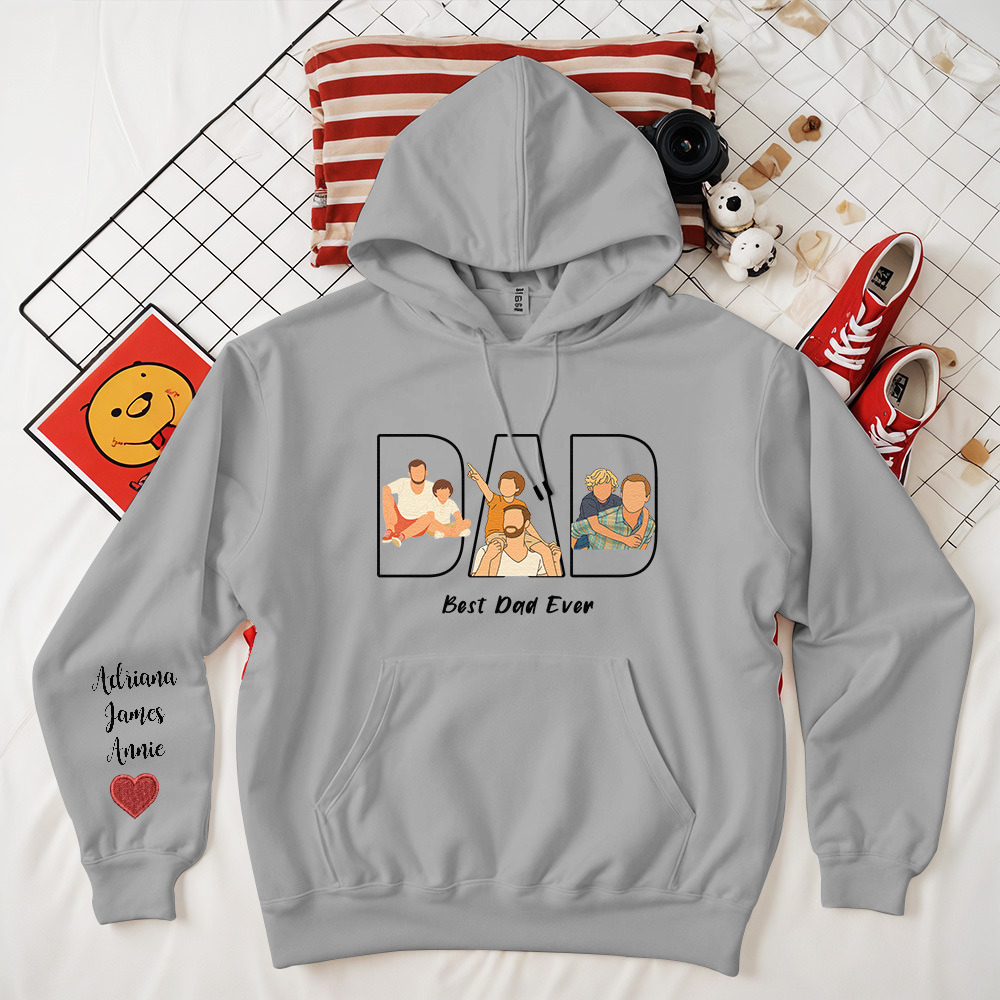 Custom Photo Portrait Embroidery Sweatshirt/Hoodie | Portrait From Photo | Memorial Shirt for Dad Mom - 