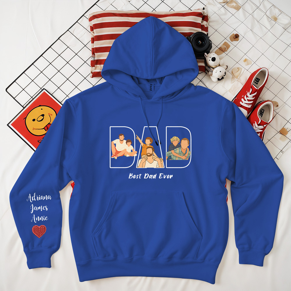 Custom Photo Portrait Embroidery Sweatshirt/Hoodie | Portrait From Photo | Memorial Shirt for Dad Mom - 