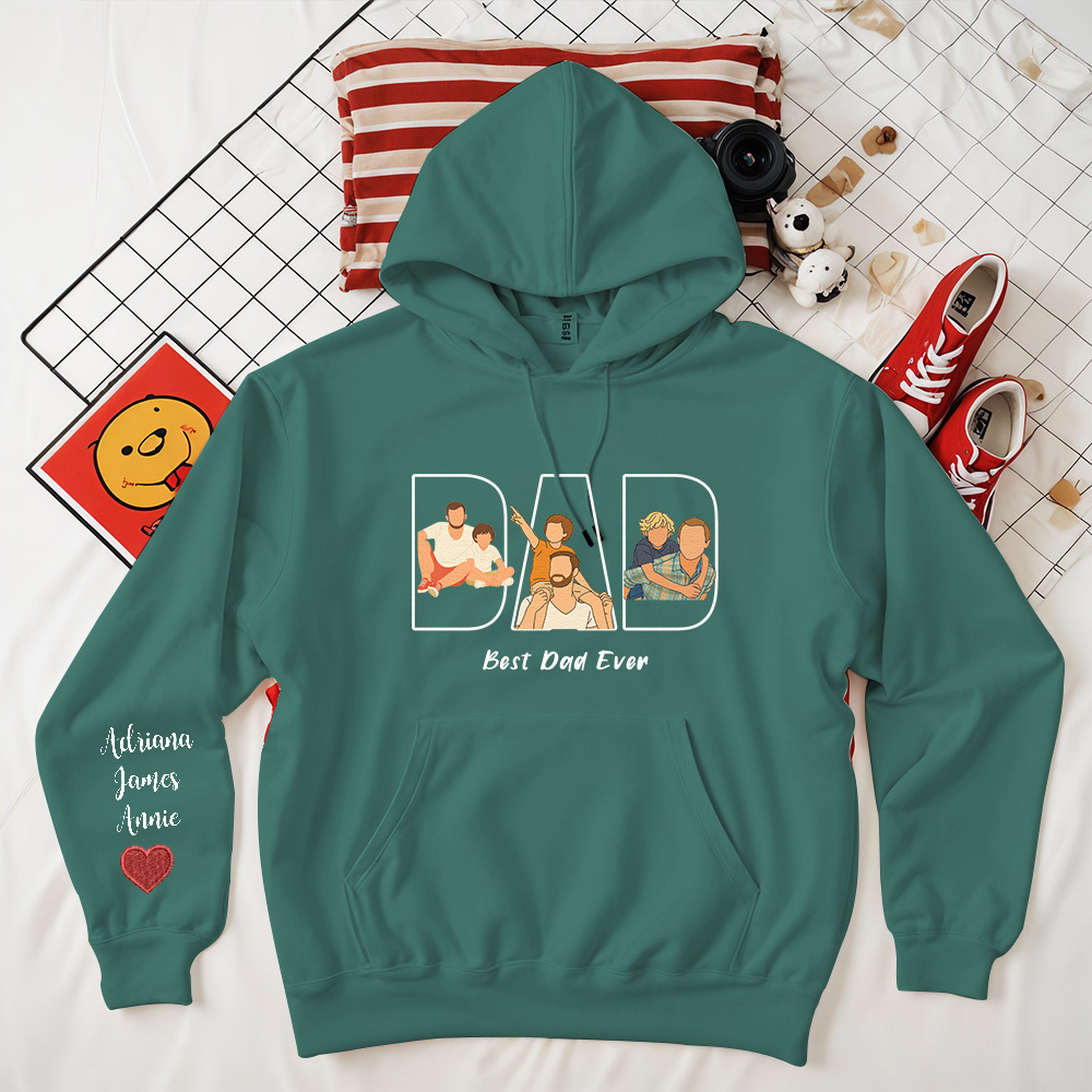 Custom Photo Portrait Embroidery Sweatshirt/Hoodie | Portrait From Photo | Memorial Shirt for Dad Mom - 