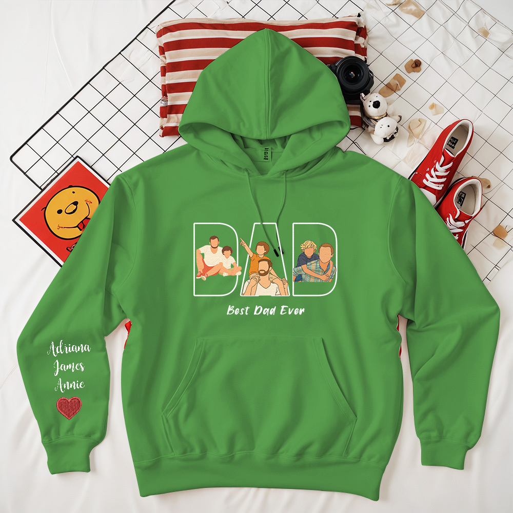 Custom Photo Portrait Embroidery Sweatshirt/Hoodie | Portrait From Photo | Memorial Shirt for Dad Mom - 