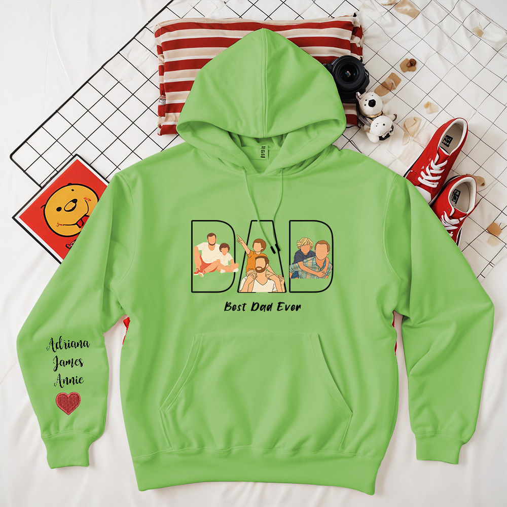Custom Photo Portrait Embroidery Sweatshirt/Hoodie | Portrait From Photo | Memorial Shirt for Dad Mom - 