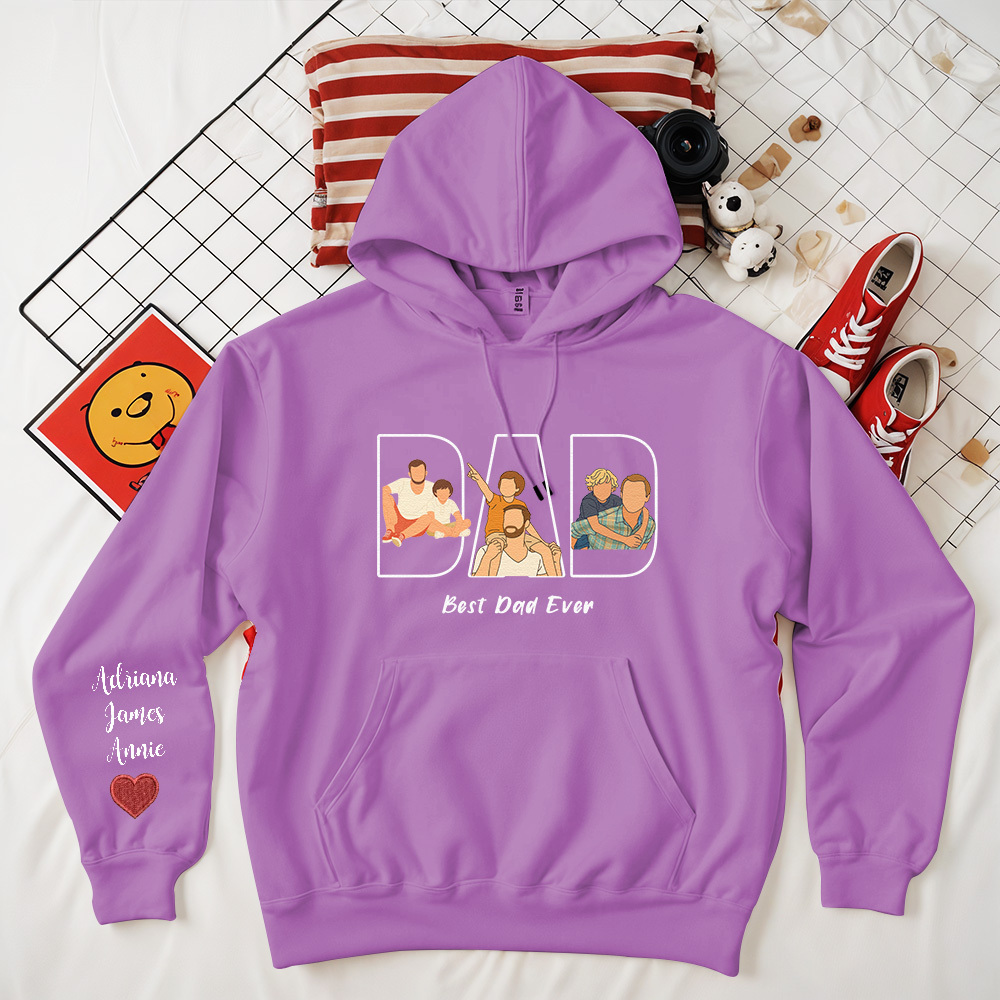 Custom Photo Portrait Embroidery Sweatshirt/Hoodie | Portrait From Photo | Memorial Shirt for Dad Mom - 