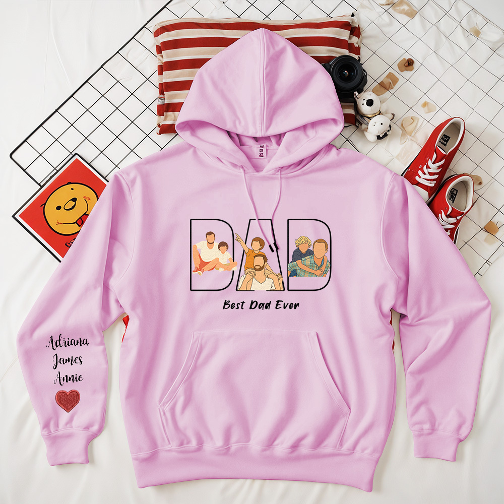 Custom Photo Portrait Embroidery Sweatshirt/Hoodie | Portrait From Photo | Memorial Shirt for Dad Mom - 