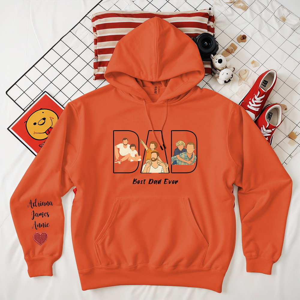 Custom Photo Portrait Embroidery Sweatshirt/Hoodie | Portrait From Photo | Memorial Shirt for Dad Mom - 