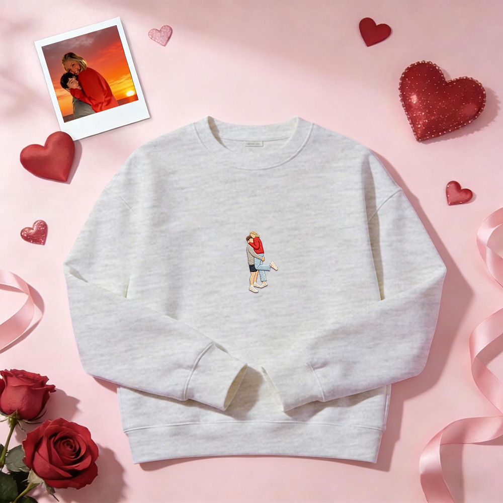 Custom Embroidered Portrait Sweatshirt from Photo Valentine's Day Gift