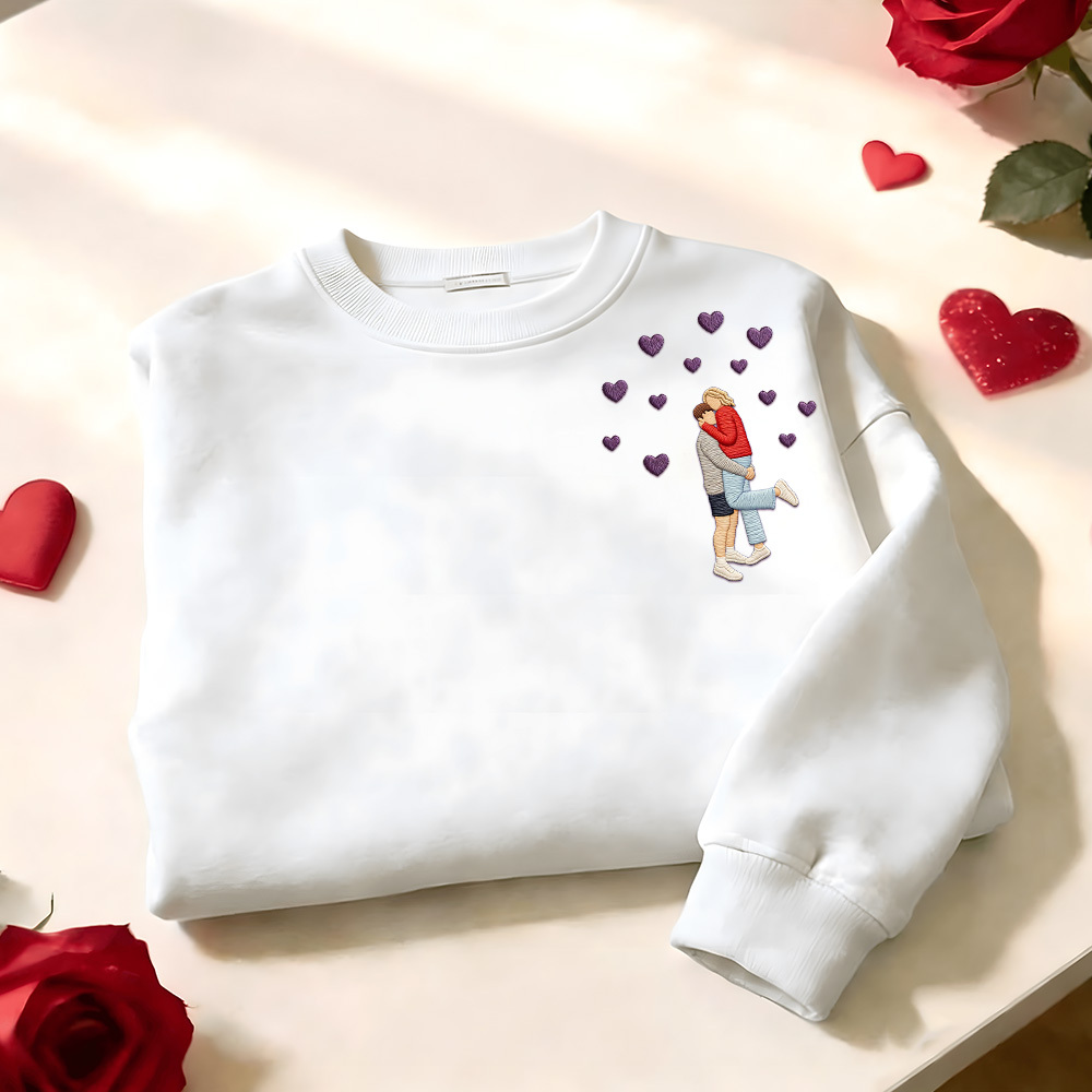 Custom Embroidered Portrait Sweatshirt from Photo Valentine's Day Gift