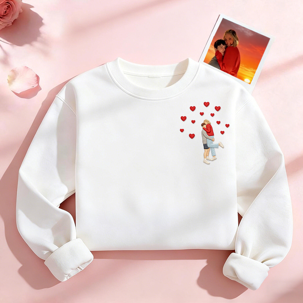 Custom Embroidered Portrait Sweatshirt from Photo Valentine's Day Gift