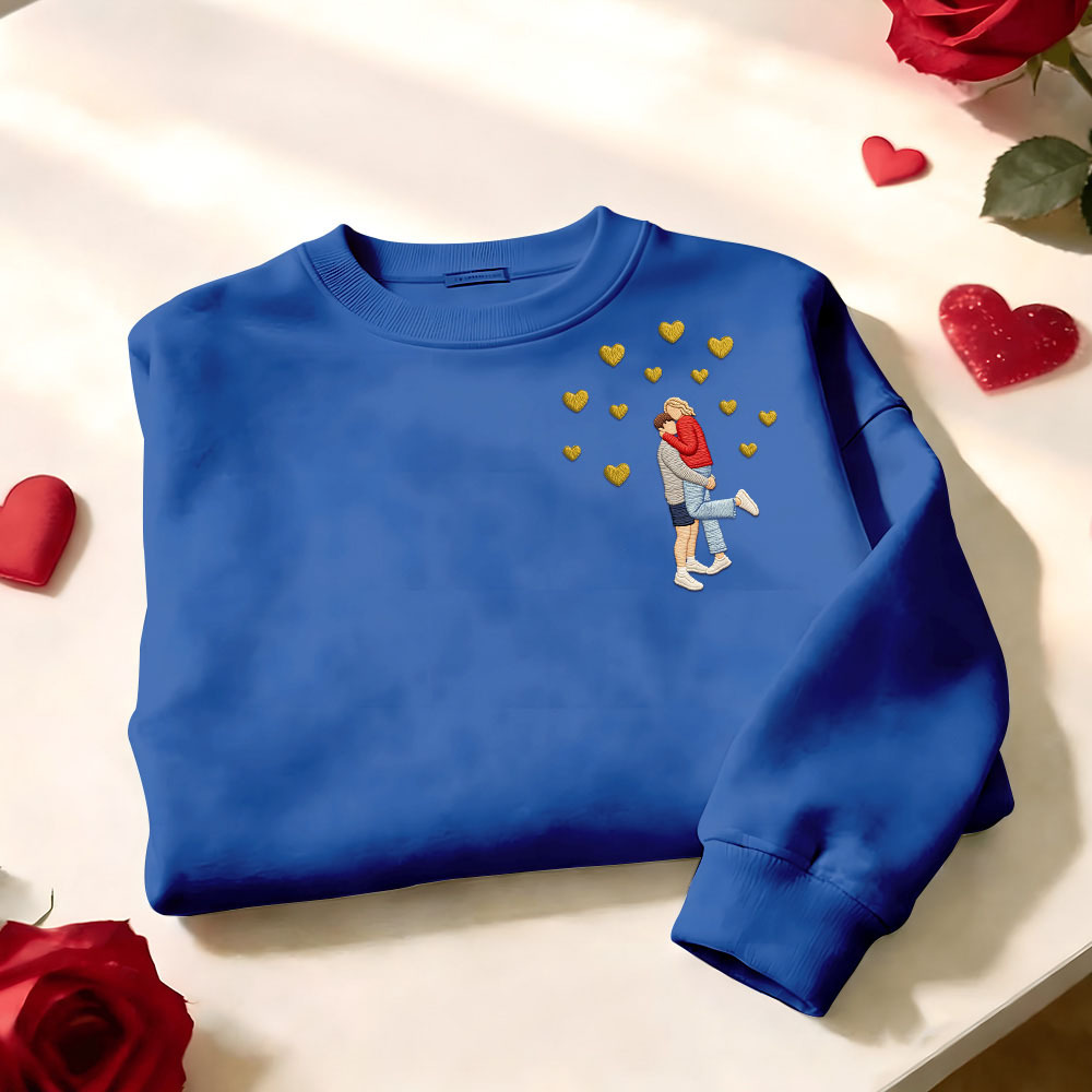 Custom Embroidered Portrait Sweatshirt from Photo Valentine's Day Gift