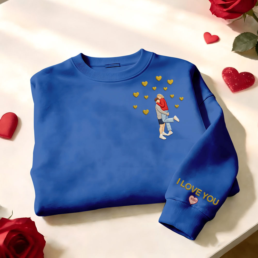 Custom Embroidered Portrait Sweatshirt from Photo Valentine's Day Gift