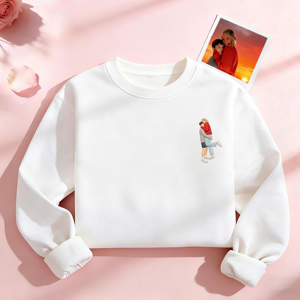 Custom Embroidered Portrait Sweatshirt from Photo Valentine's Day Gift