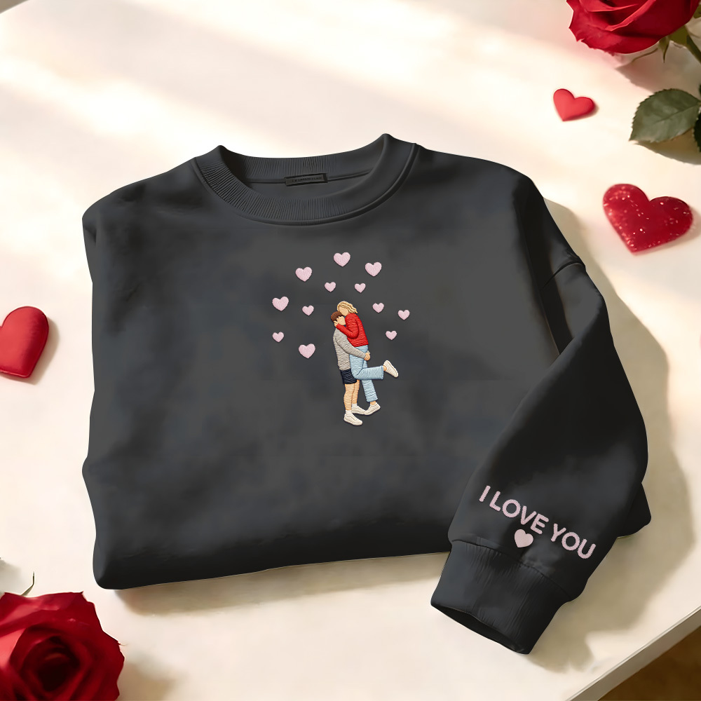 Custom Embroidered Portrait Sweatshirt from Photo Valentine's Day Gift