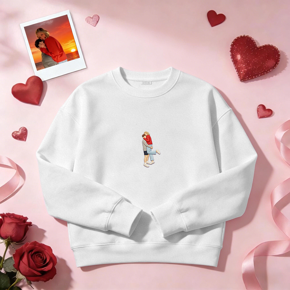 Custom Embroidered Portrait Sweatshirt from Photo Valentine's Day Gift