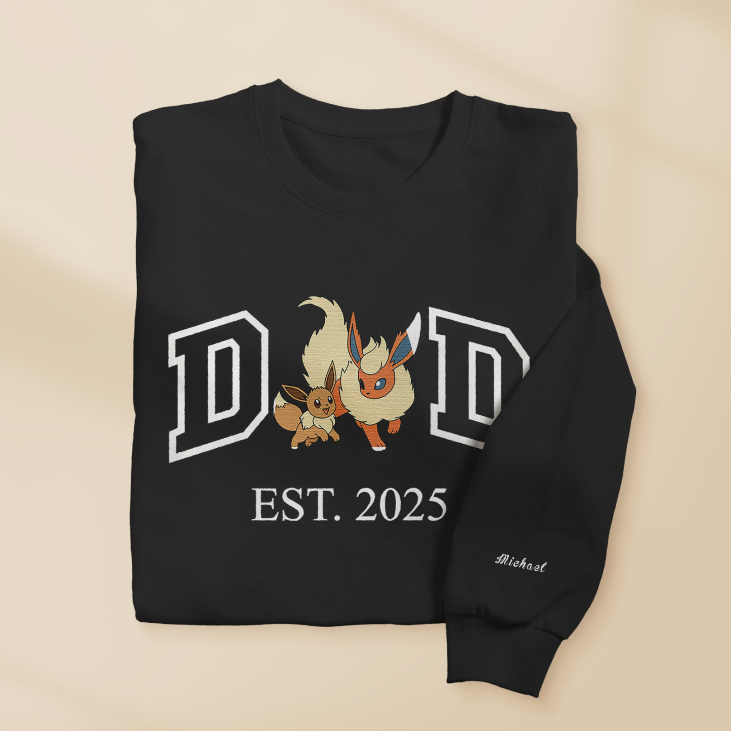 Custom Cartoon PKM DAD Embroidered Sweatshirt