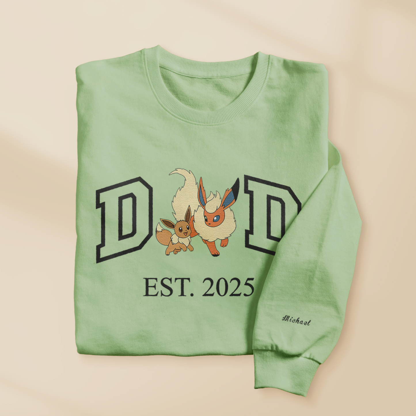 Custom Cartoon PKM DAD Embroidered Sweatshirt