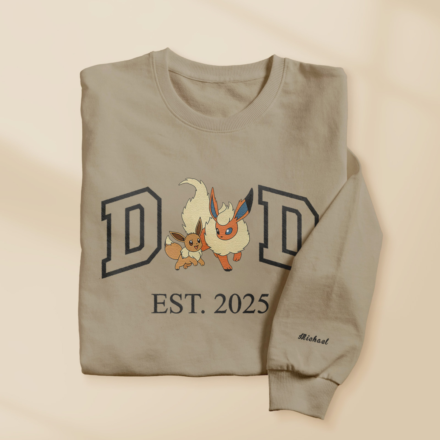 Custom Cartoon PKM DAD Embroidered Sweatshirt