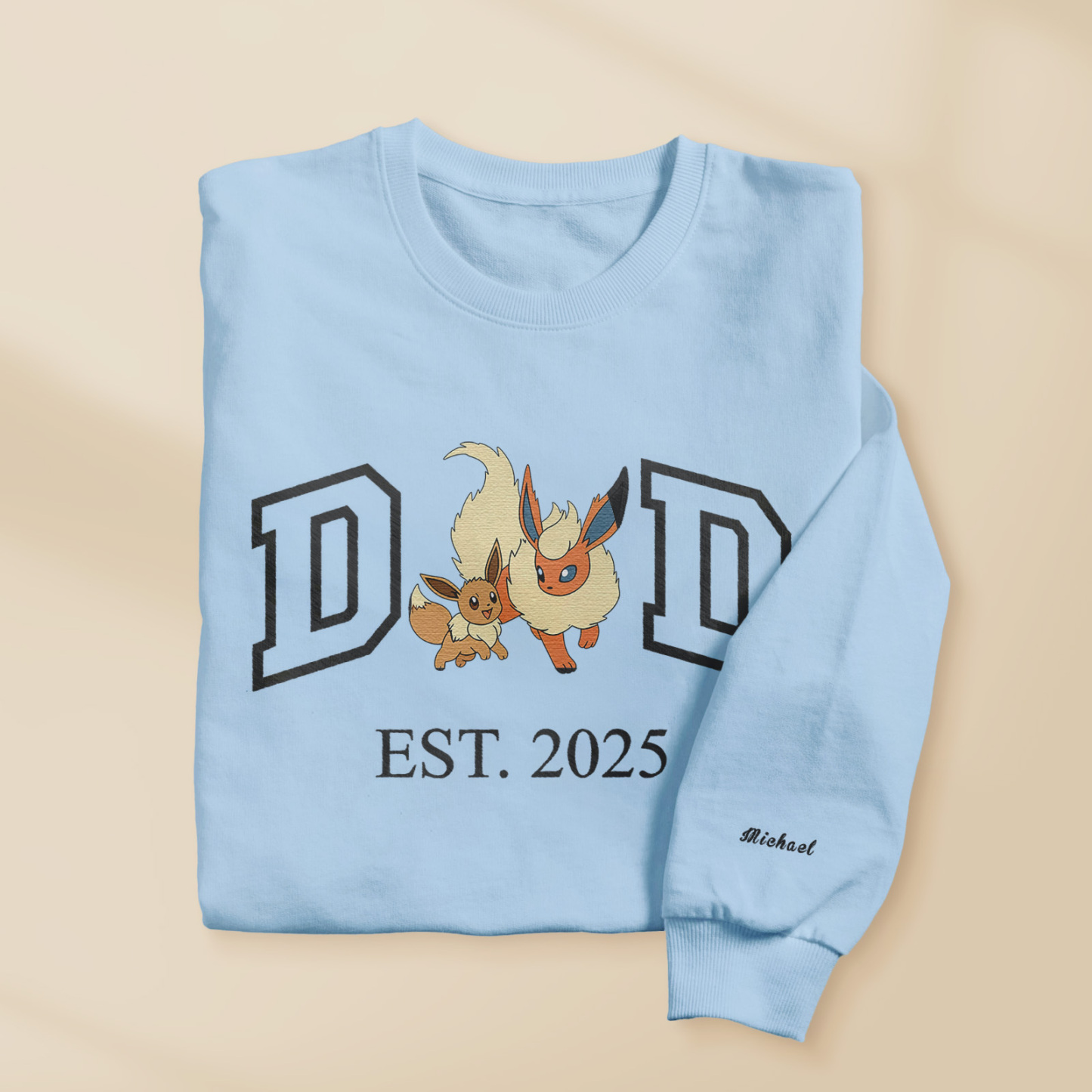 Custom Cartoon PKM DAD Embroidered Sweatshirt