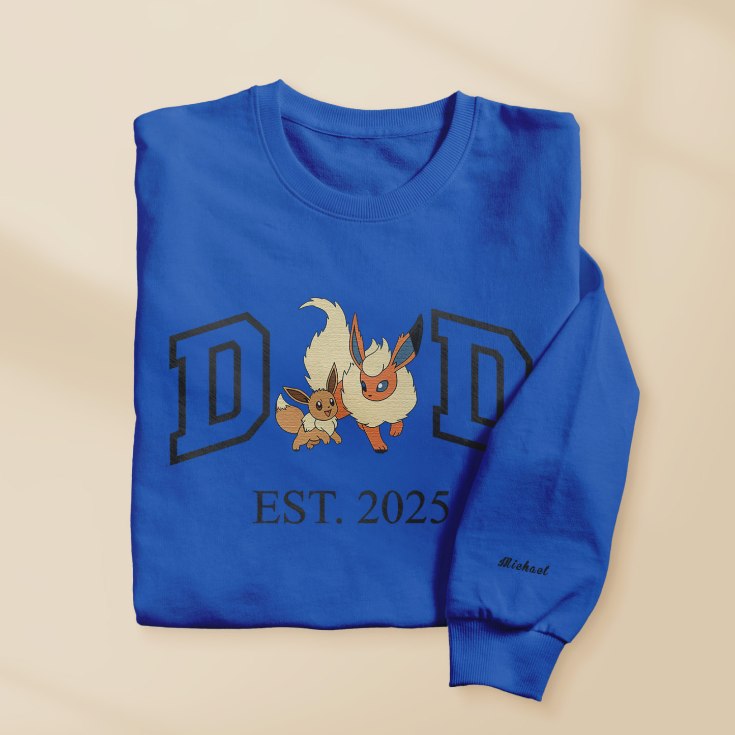 Custom Cartoon PKM DAD Embroidered Sweatshirt
