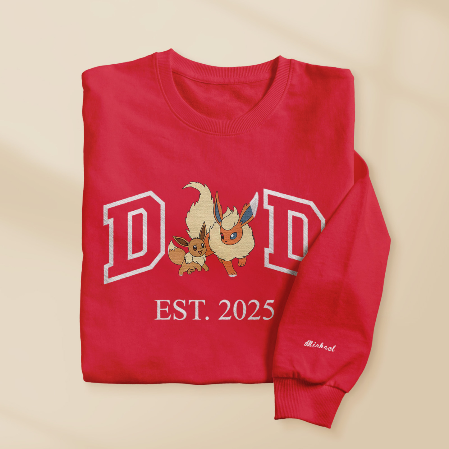 Custom Cartoon PKM DAD Embroidered Sweatshirt