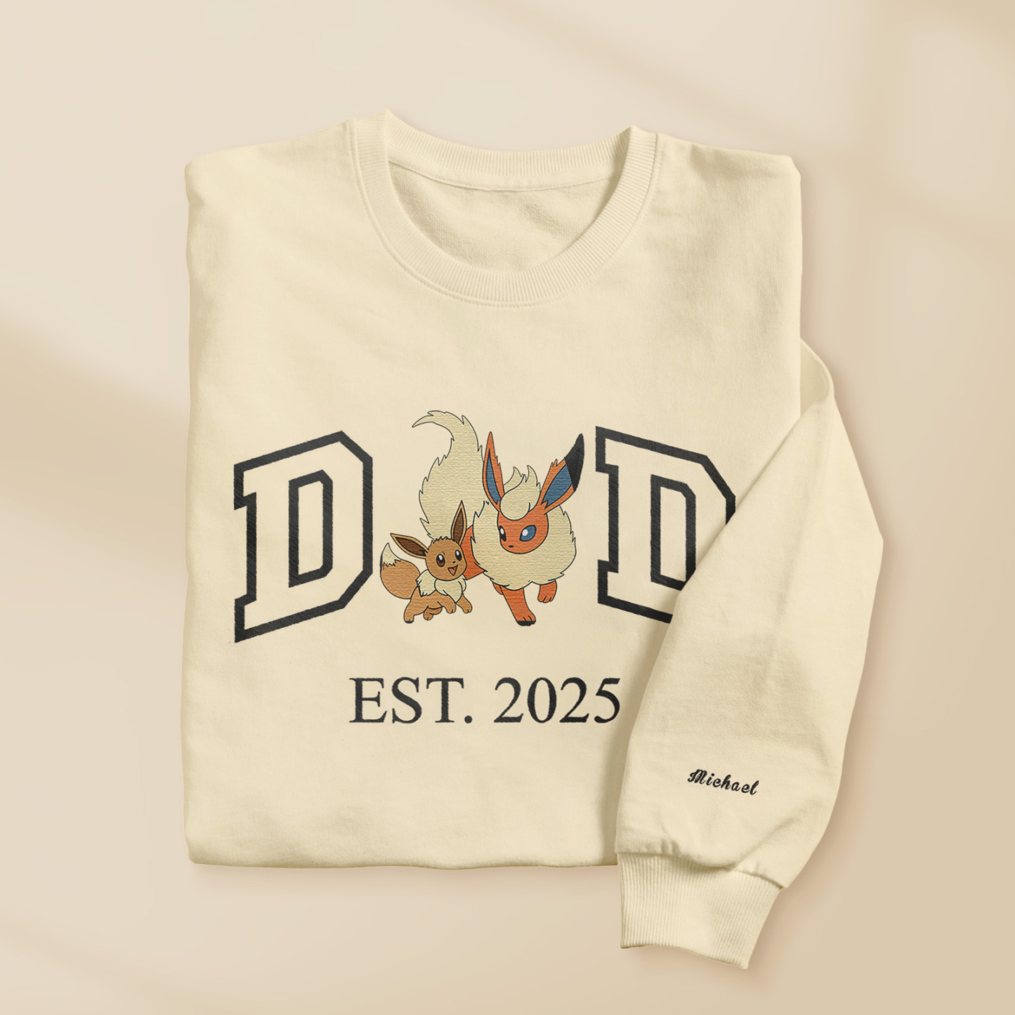 Custom Cartoon PKM DAD Embroidered Sweatshirt