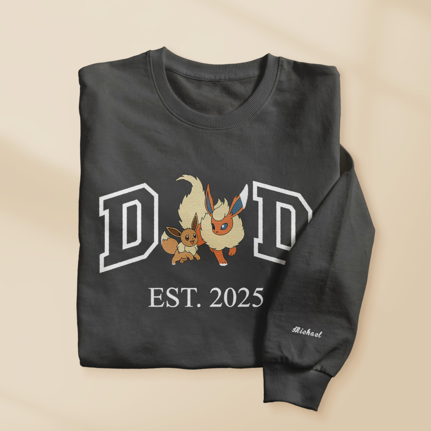 Custom Cartoon PKM DAD Embroidered Sweatshirt