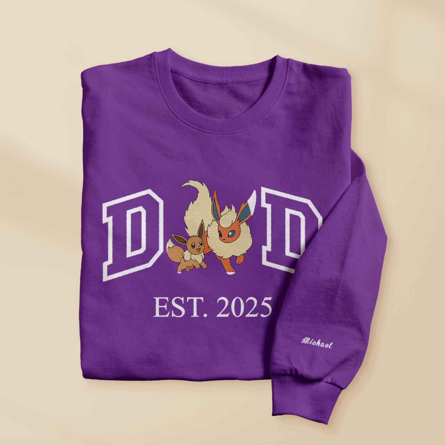 Custom Cartoon PKM DAD Embroidered Sweatshirt