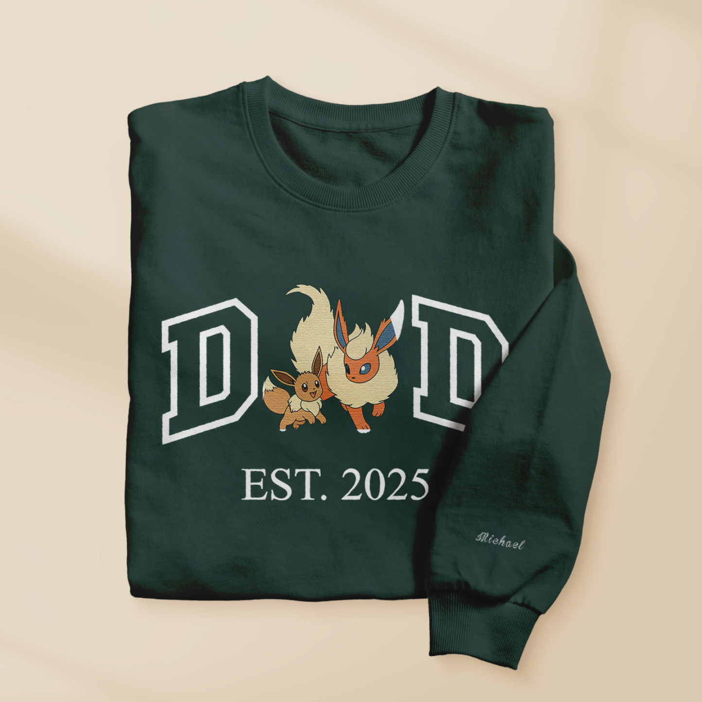 Custom Cartoon PKM DAD Embroidered Sweatshirt