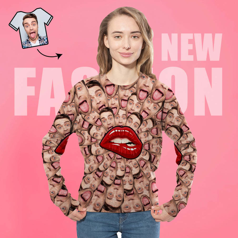 Custom Hoodies with Face Personalized Hoodies Red Lip Sweatshirt for Gift - 