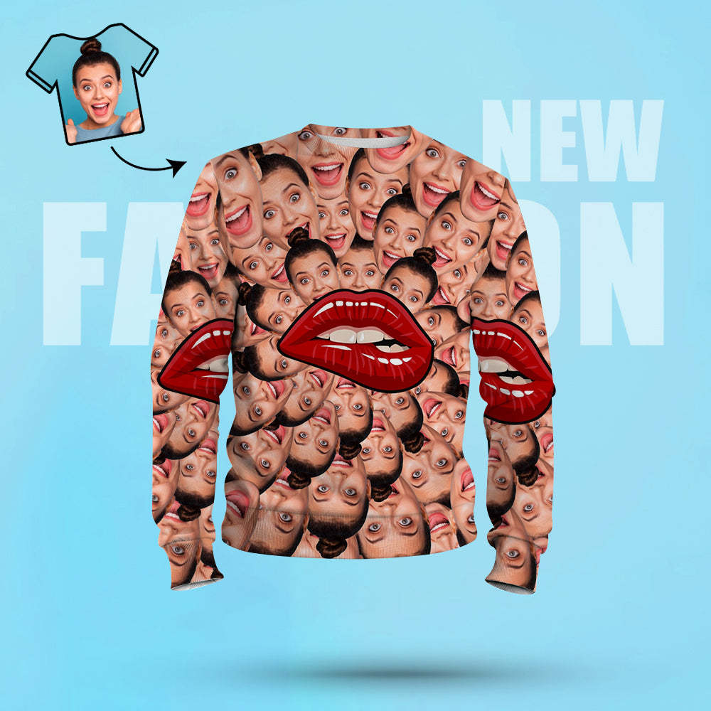 Custom Hoodies with Face Personalized Hoodies Red Lip Sweatshirt for Gift - 