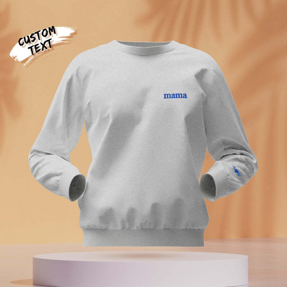 Custom Engraved Hoodie Round Neck Color Embroidery Mother's Day Gifts - 