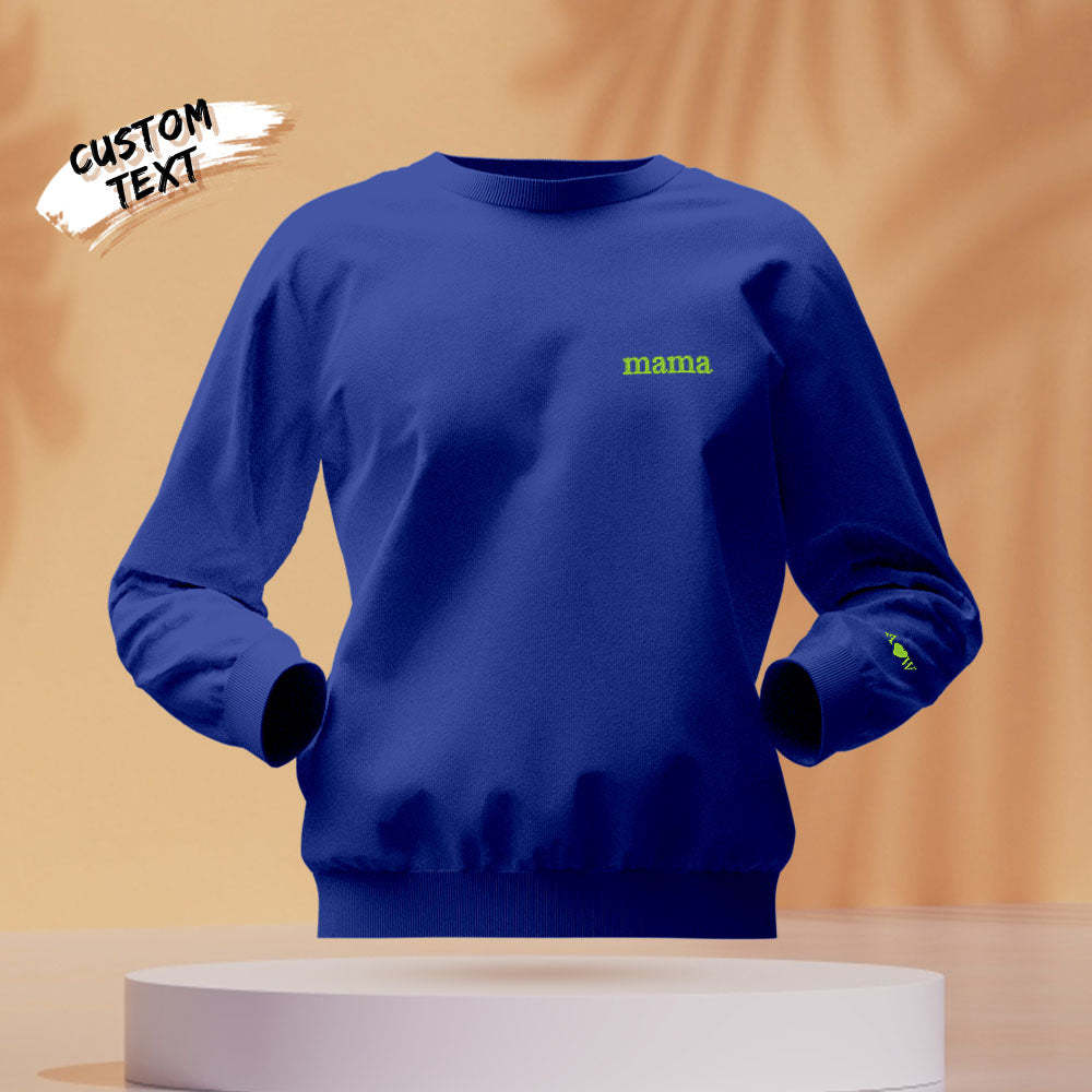 Custom Engraved Hoodie Round Neck Color Embroidery Mother's Day Gifts - 