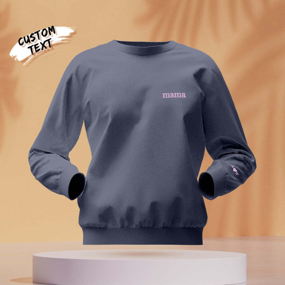 Custom Engraved Hoodie Round Neck Color Embroidery Mother's Day Gifts - 