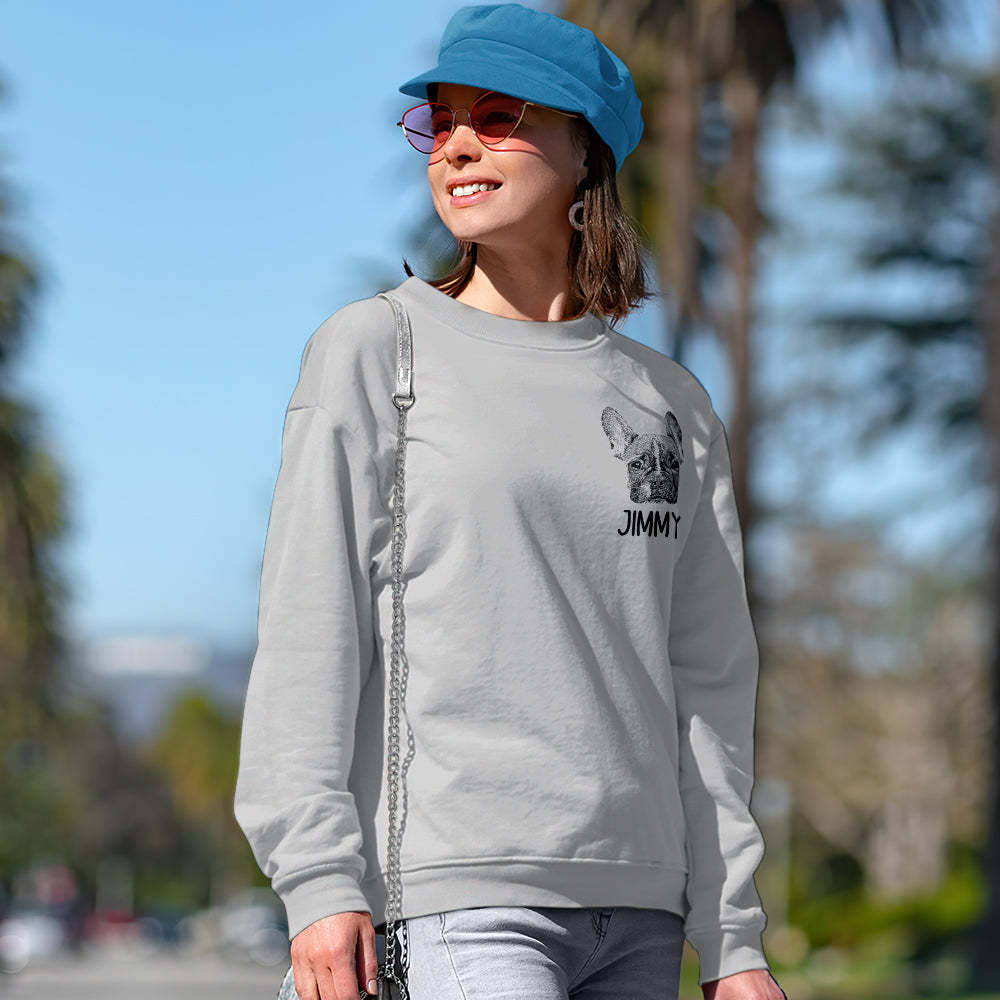 Custom Pet Portrait Sweatshirt Personalized Pet Face Hoodie Dog Mom Gift for Pet Lovers - 