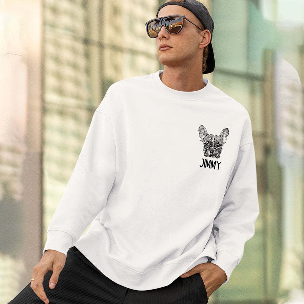 Custom Pet Portrait Sweatshirt Personalized Pet Face Hoodie Dog Mom Gift for Pet Lovers - 