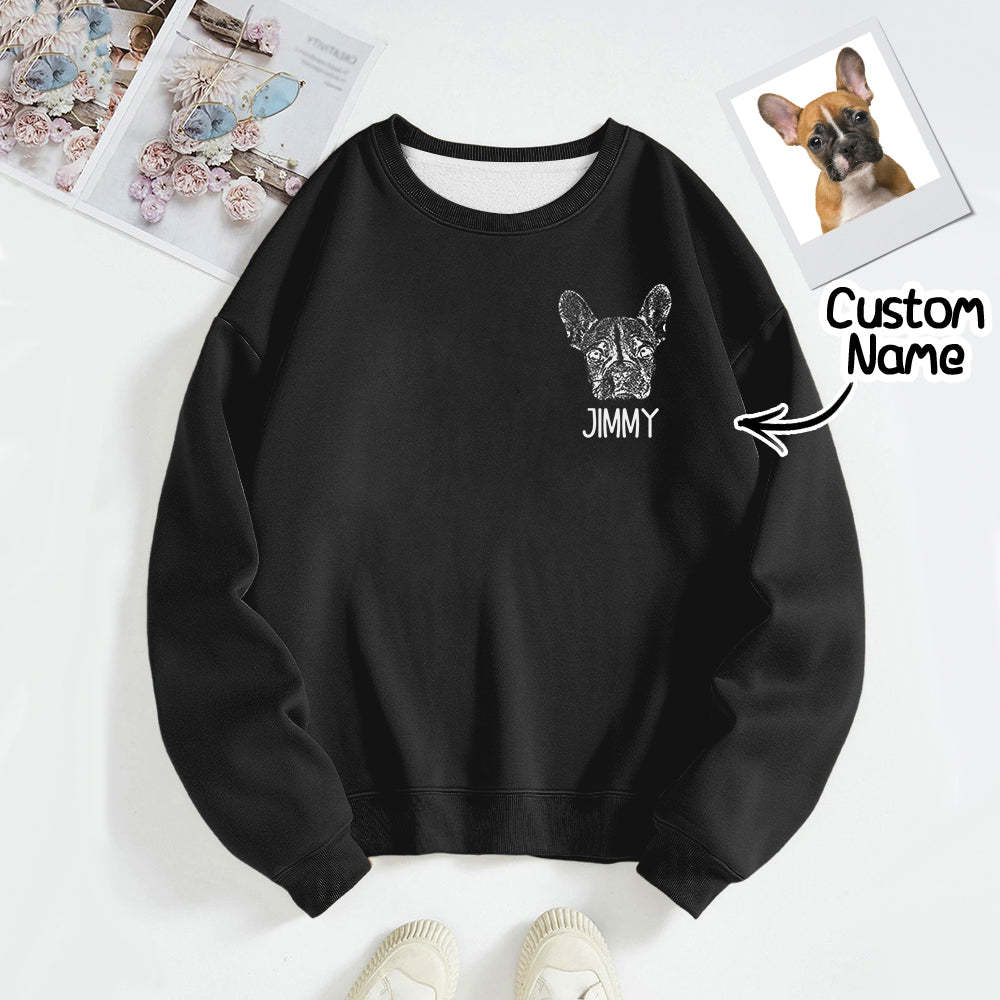 Custom Pet Portrait Sweatshirt Personalized Pet Face Hoodie Dog Mom Gift for Pet Lovers - 