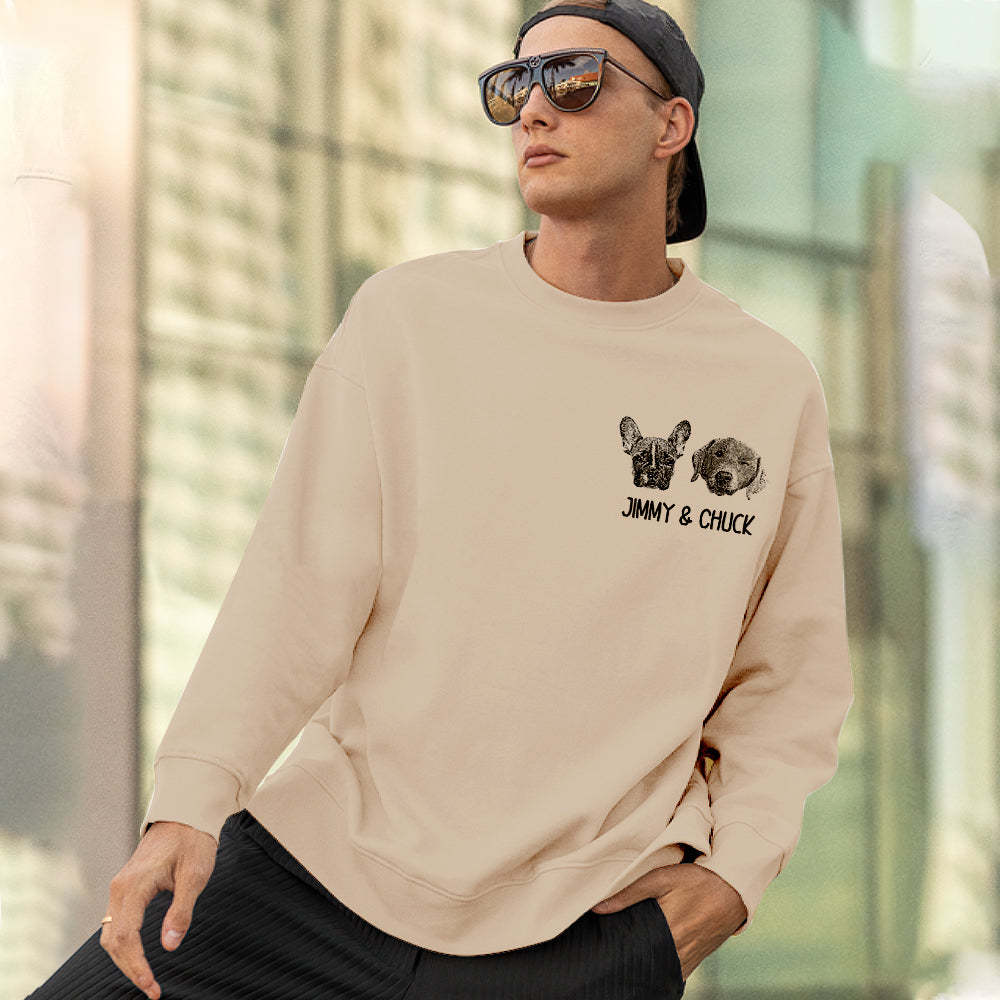 Custom Pet Portrait Sweatshirt Personalized Pet Face Hoodie Dog Mom Gift for Pet Lovers - 