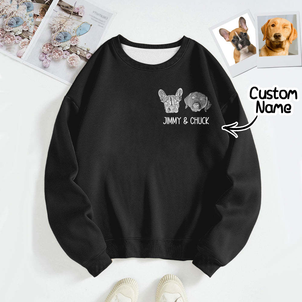 Custom Pet Portrait Sweatshirt Personalized Pet Face Hoodie Dog Mom Gift for Pet Lovers - 
