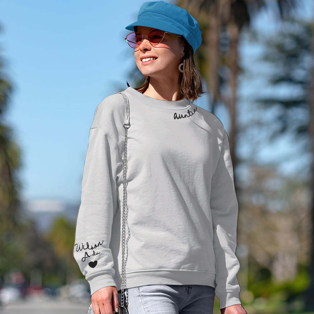 Custom Text Sweatshirt Personalized Names Round Neck Hoodie Gifts - 