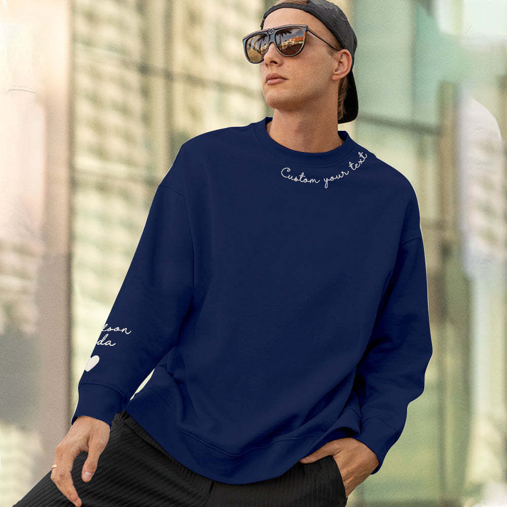 Custom Text Sweatshirt Personalized Names Round Neck Hoodie Gifts - 