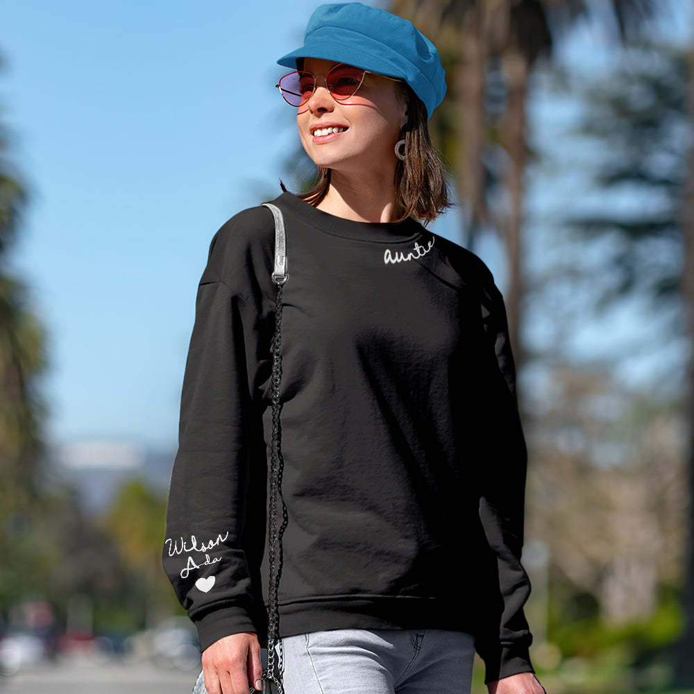 Custom Text Sweatshirt Personalized Names Round Neck Hoodie Gifts - 