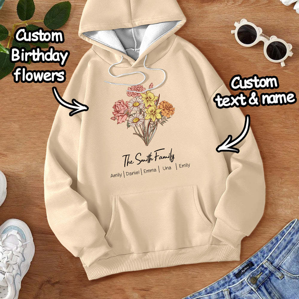 Custom Birth Flower Bouquet Sweatshirt Personalized Birth Flower Sweater Gifts for Mom - 