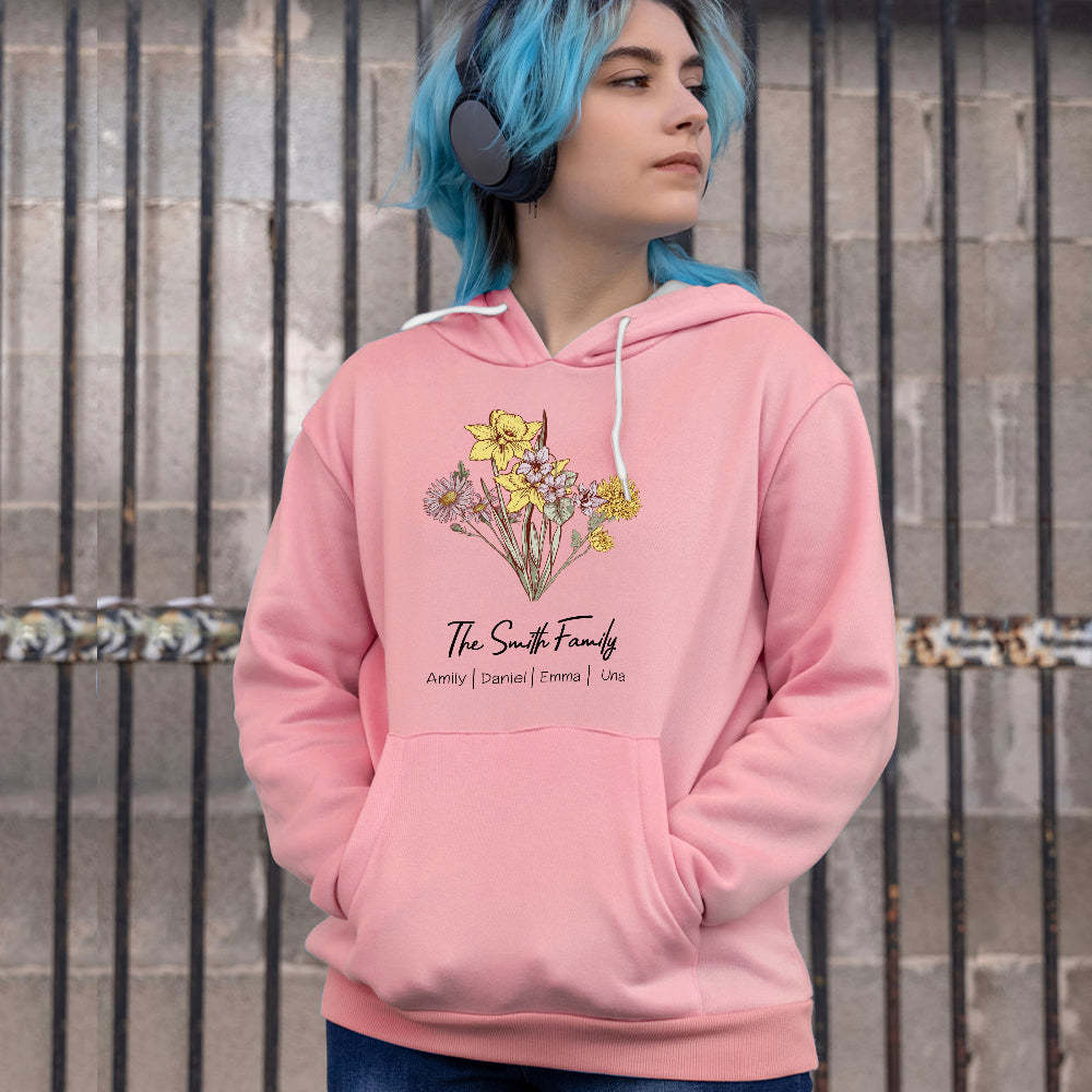 Custom Birth Flower Bouquet Sweatshirt Personalized Birth Flower Sweater Gifts for Mom - 
