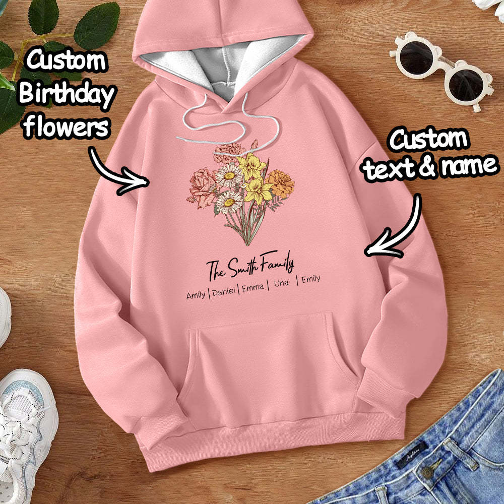 Custom Birth Flower Bouquet Sweatshirt Personalized Birth Flower Sweater Gifts for Mom - 