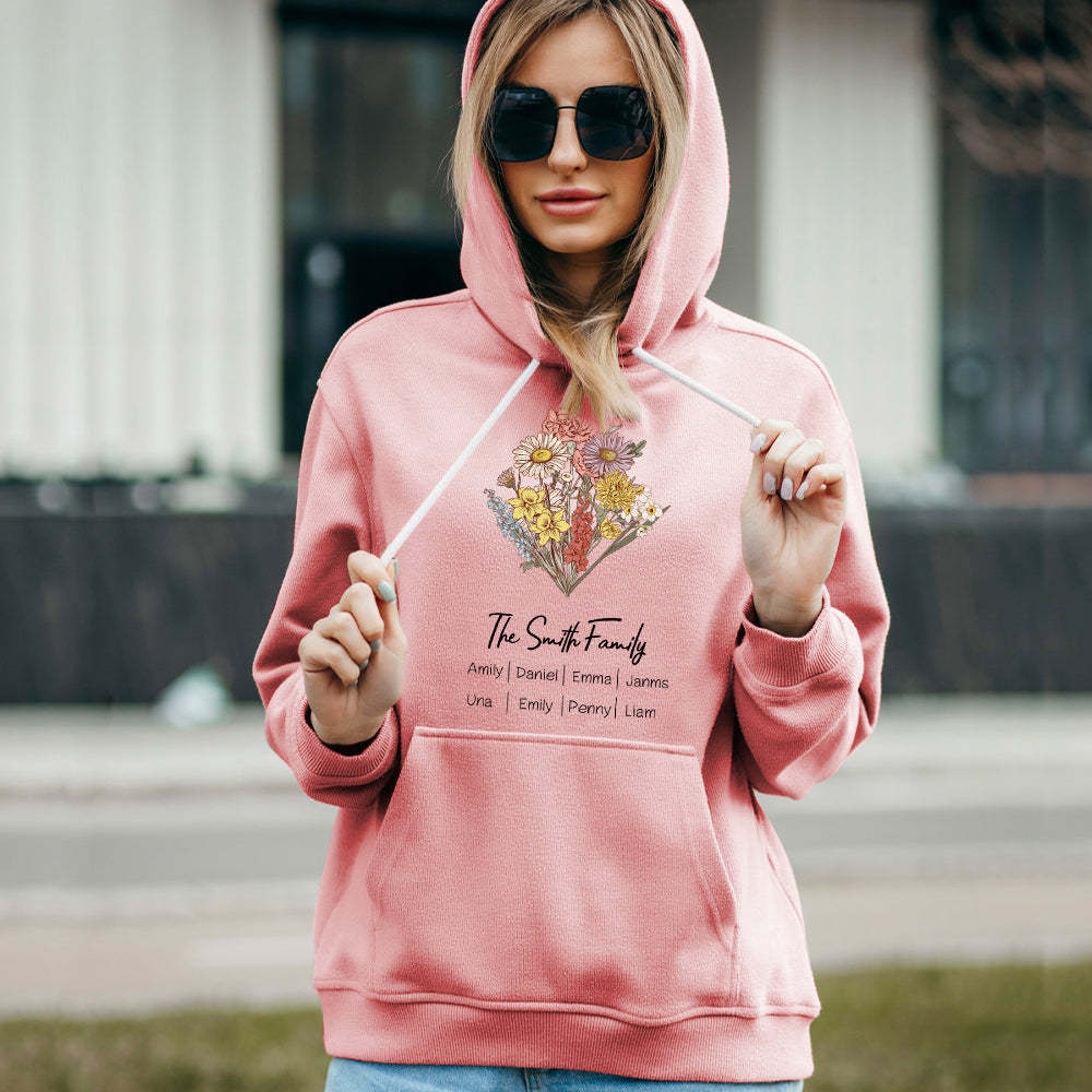 Custom Birth Flower Bouquet Sweatshirt Personalized Birth Flower Sweater Gifts for Mom - 