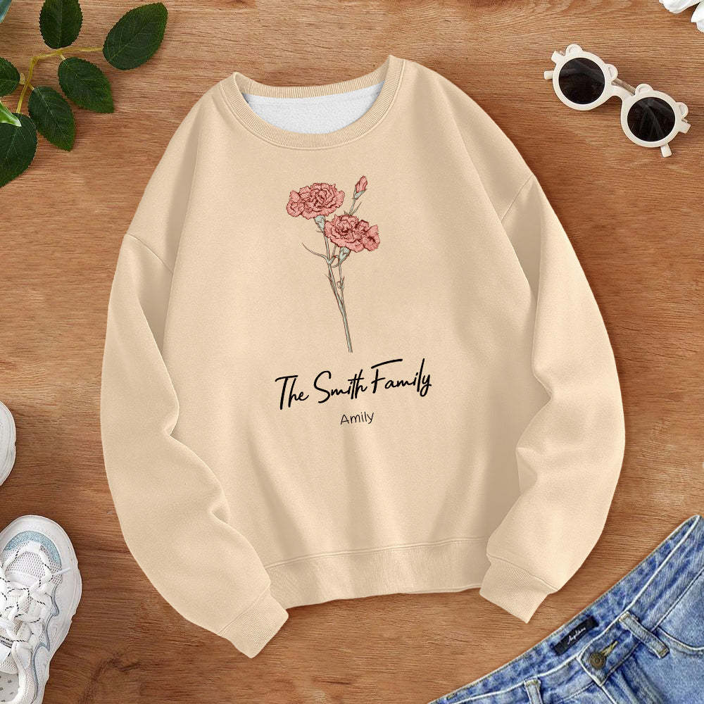 Personalized Birth Flower Bouquet Sweatshirt Custom Birth Flower Hoodie Gifts for Her - 
