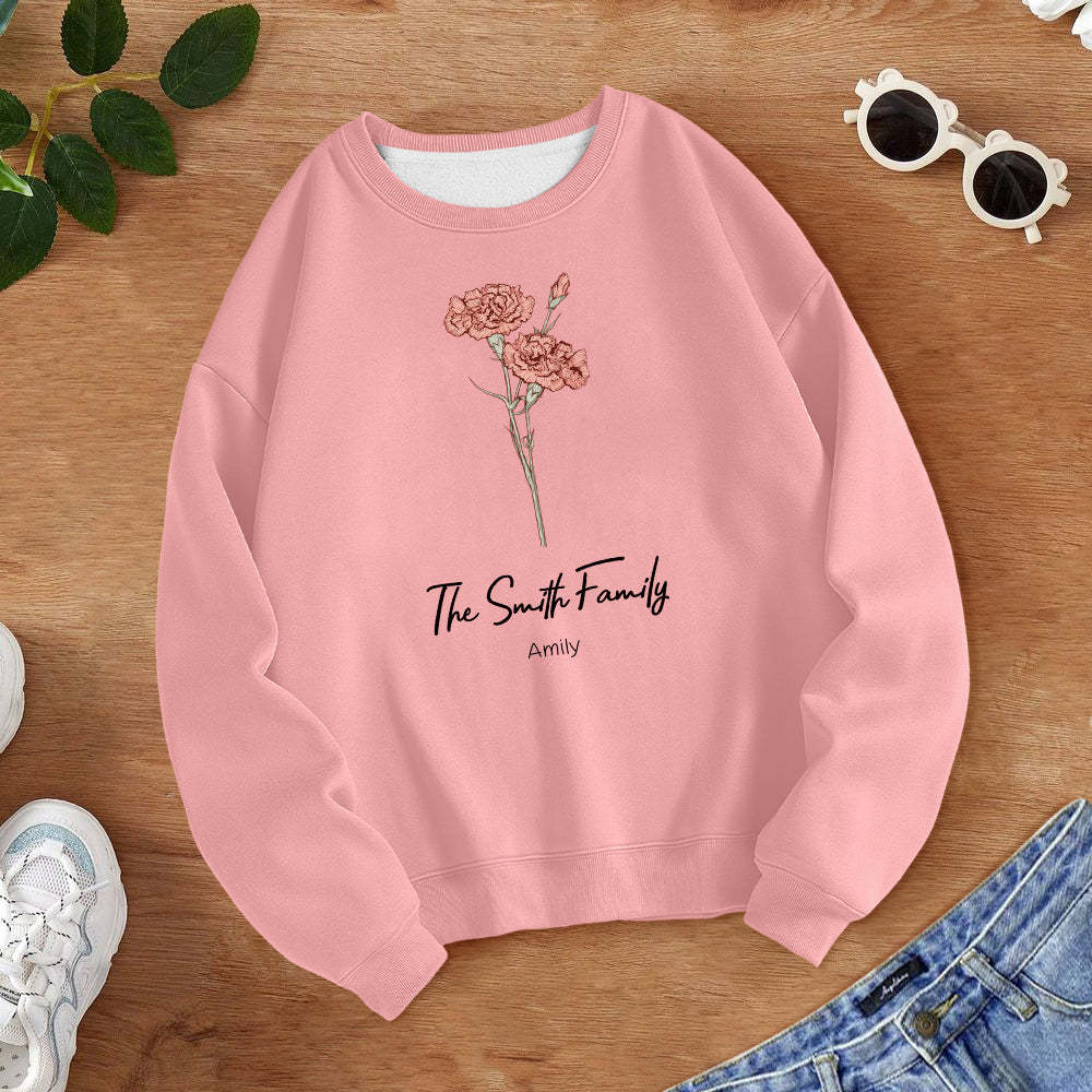 Personalized Birth Flower Bouquet Sweatshirt Custom Birth Flower Hoodie Gifts for Her - 